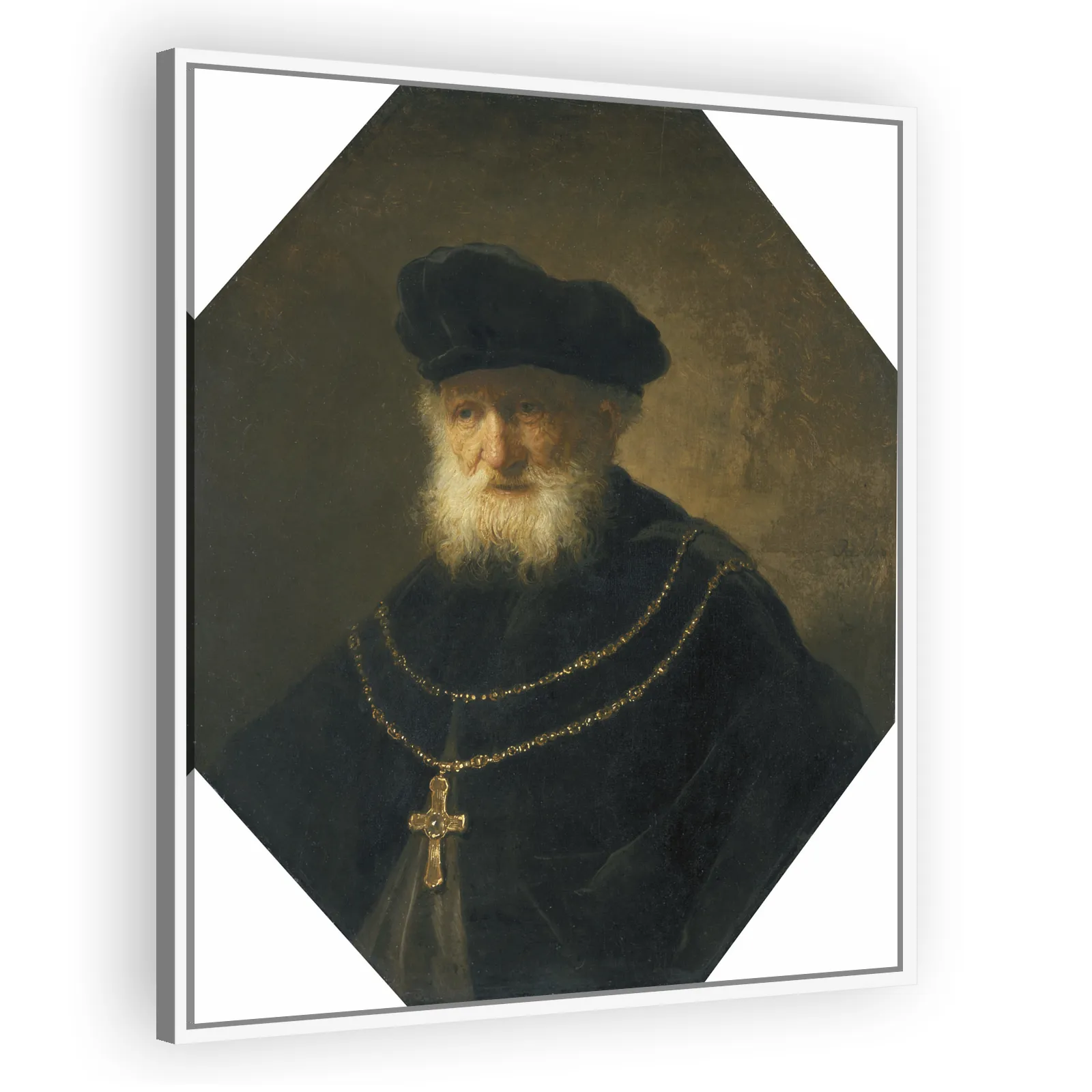 Bust of a Man Wearing a Golden Chain with a Cross by Rembrandt Van Rijn - view 5 thumbnail