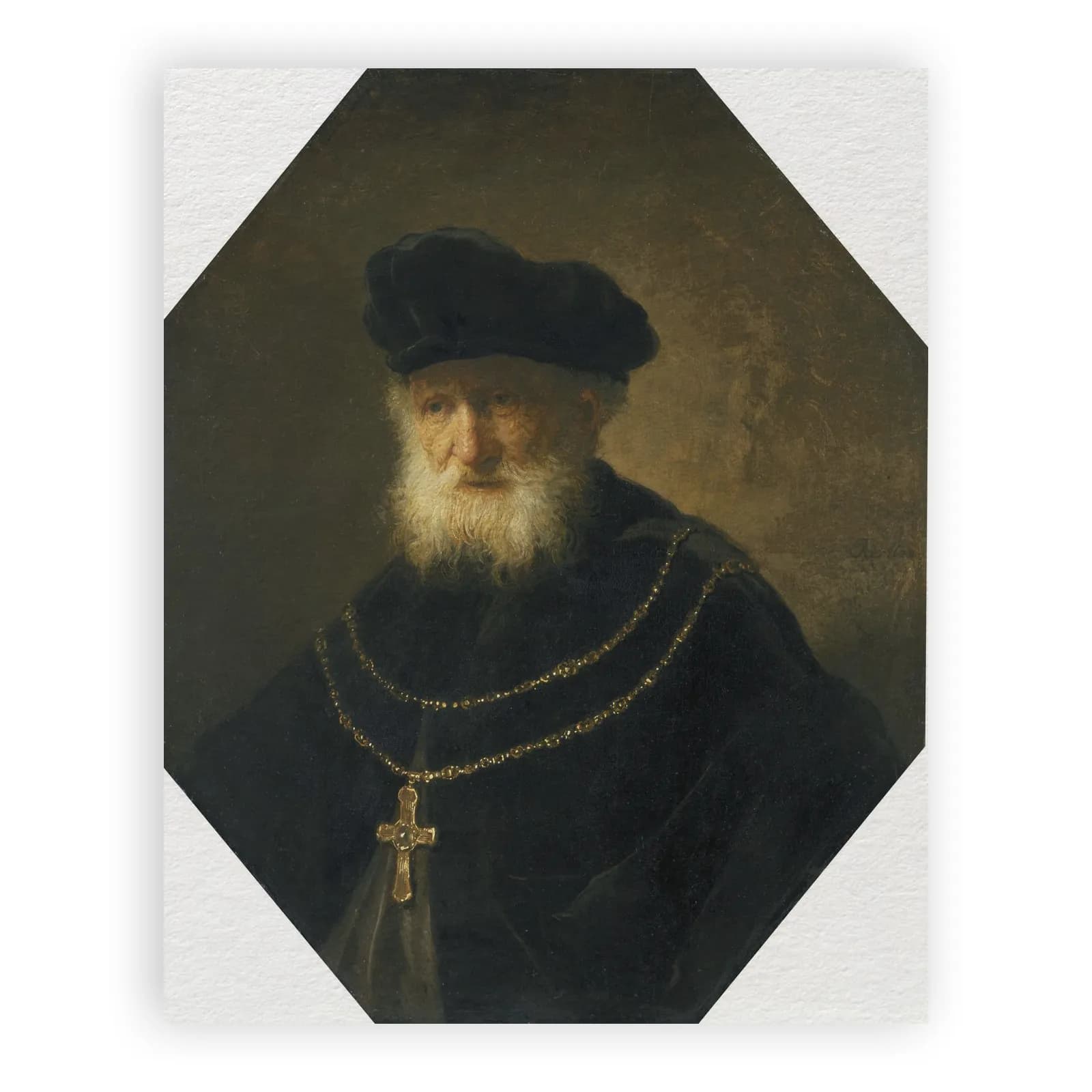 Bust of a Man Wearing a Golden Chain with a Cross by Rembrandt Van Rijn - view 6 thumbnail