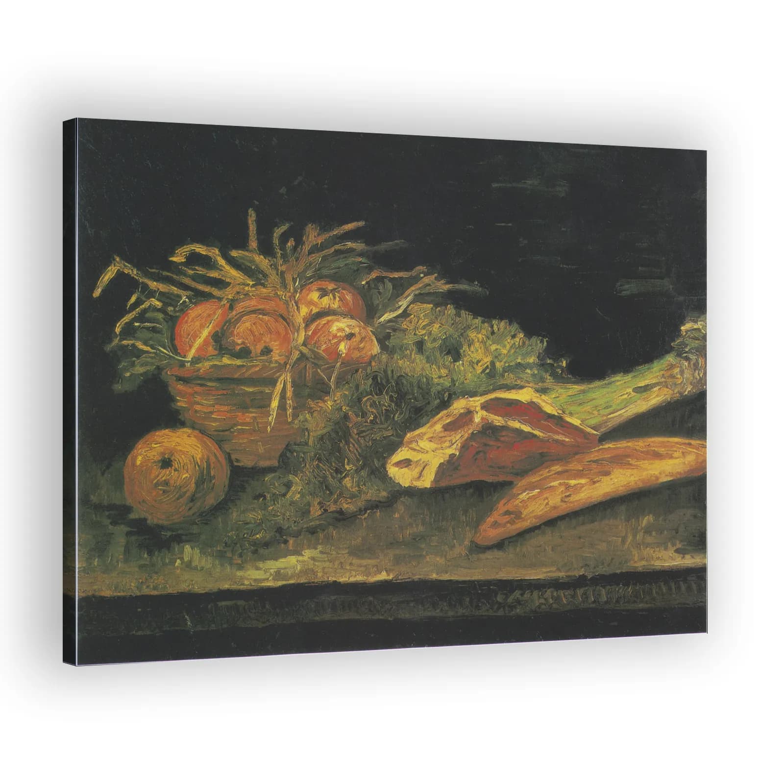 Still Life with Apple Basket, Meat and Bread Rolls by Vincent Van Gogh - view 2 thumbnail