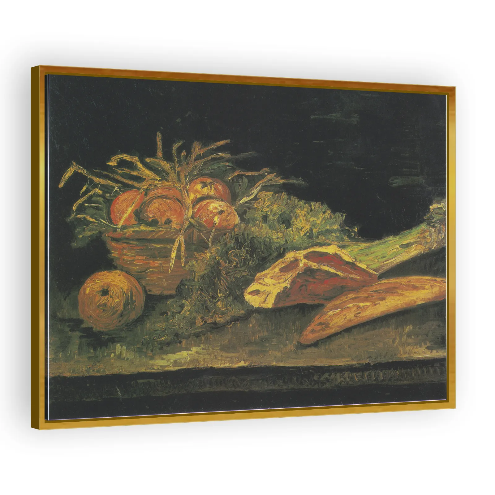 Still Life with Apple Basket, Meat and Bread Rolls by Vincent Van Gogh - view 3 thumbnail