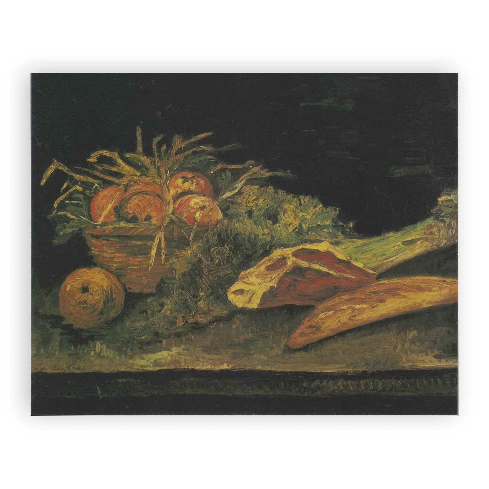 Still Life with Apple Basket, Meat and Bread Rolls by Vincent Van Gogh - view 6 thumbnail