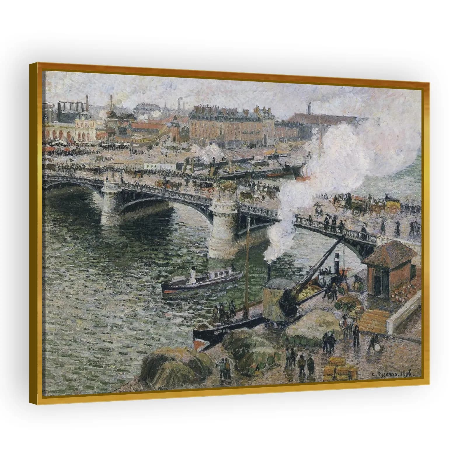 Pont Boieldieu in Rouen, Rainy Weather by Camille Pissarro - view 3 thumbnail