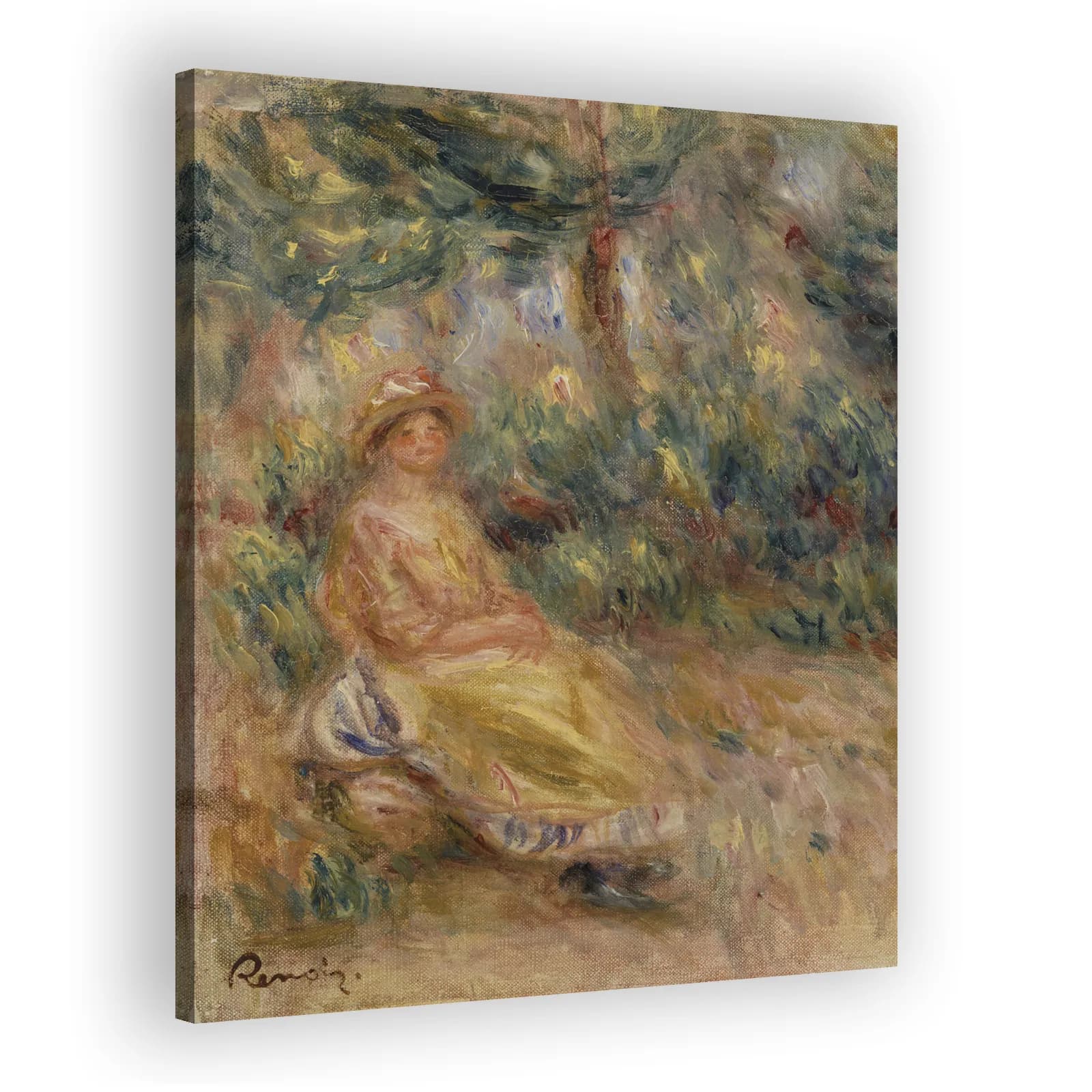 Woman in Pink and Yellow in a Landscape by Pierre Auguste Renoir - view 2 thumbnail