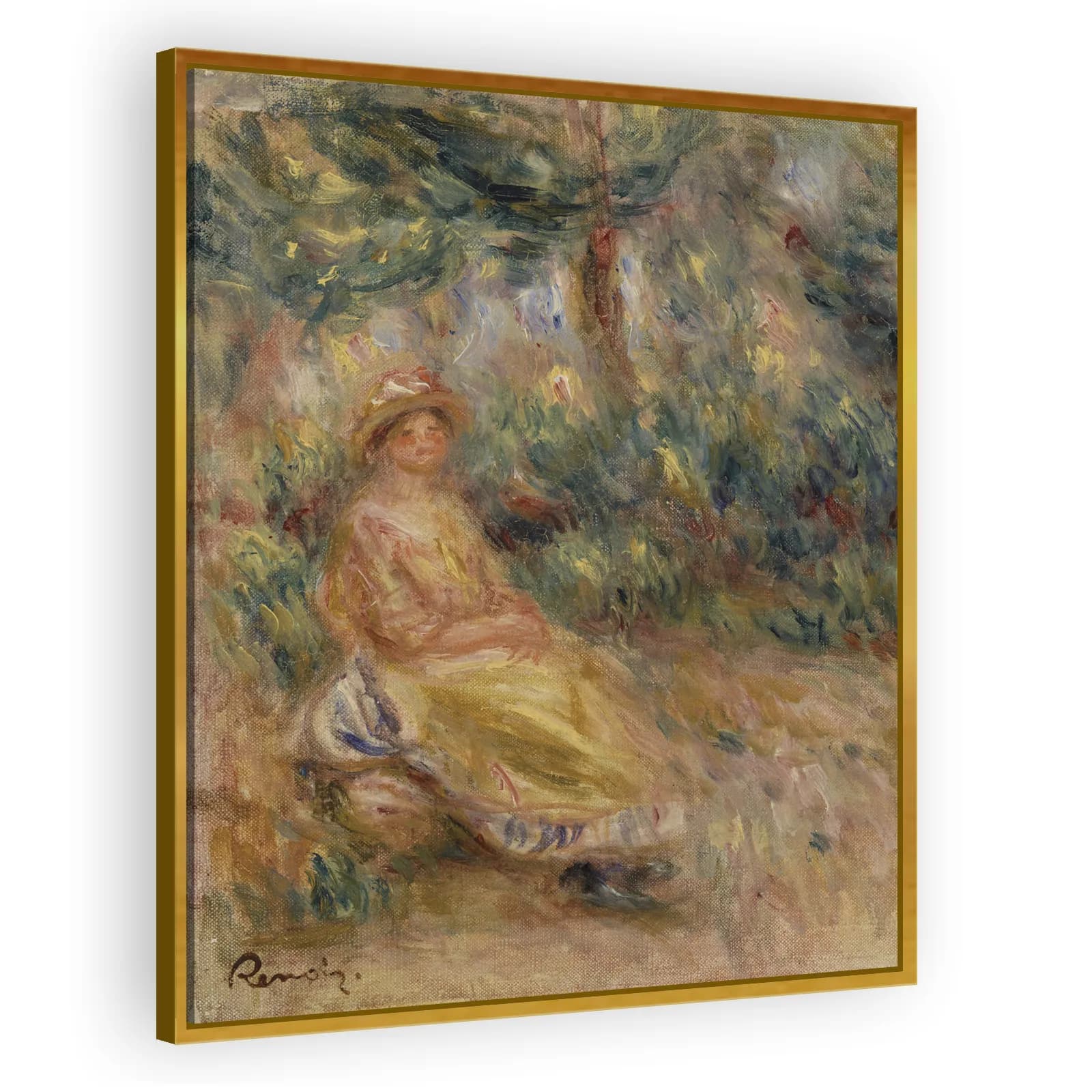 Woman in Pink and Yellow in a Landscape by Pierre Auguste Renoir - view 3 thumbnail
