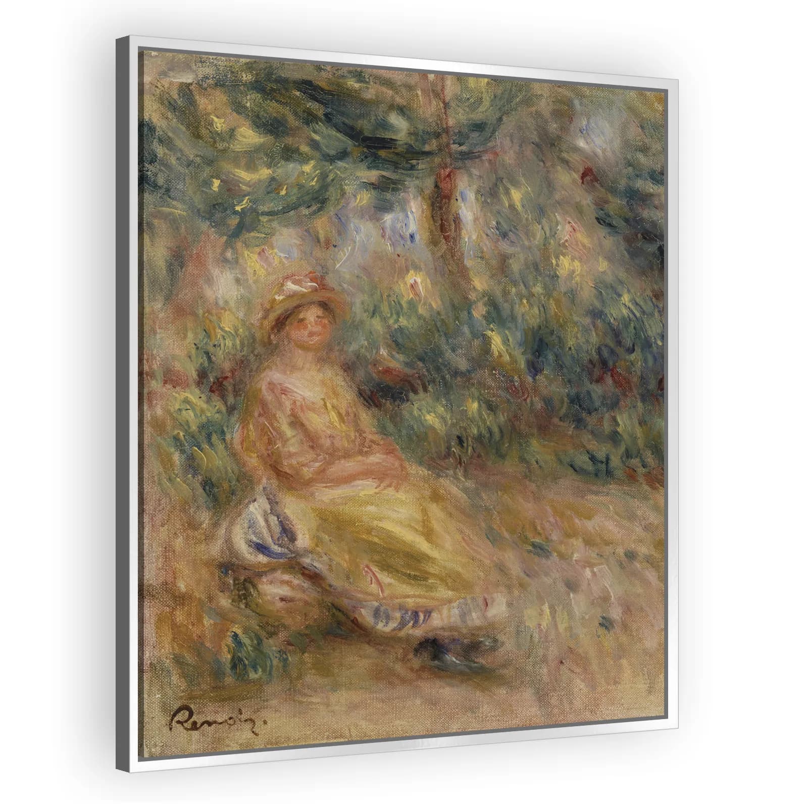 Woman in Pink and Yellow in a Landscape by Pierre Auguste Renoir - view 4 thumbnail