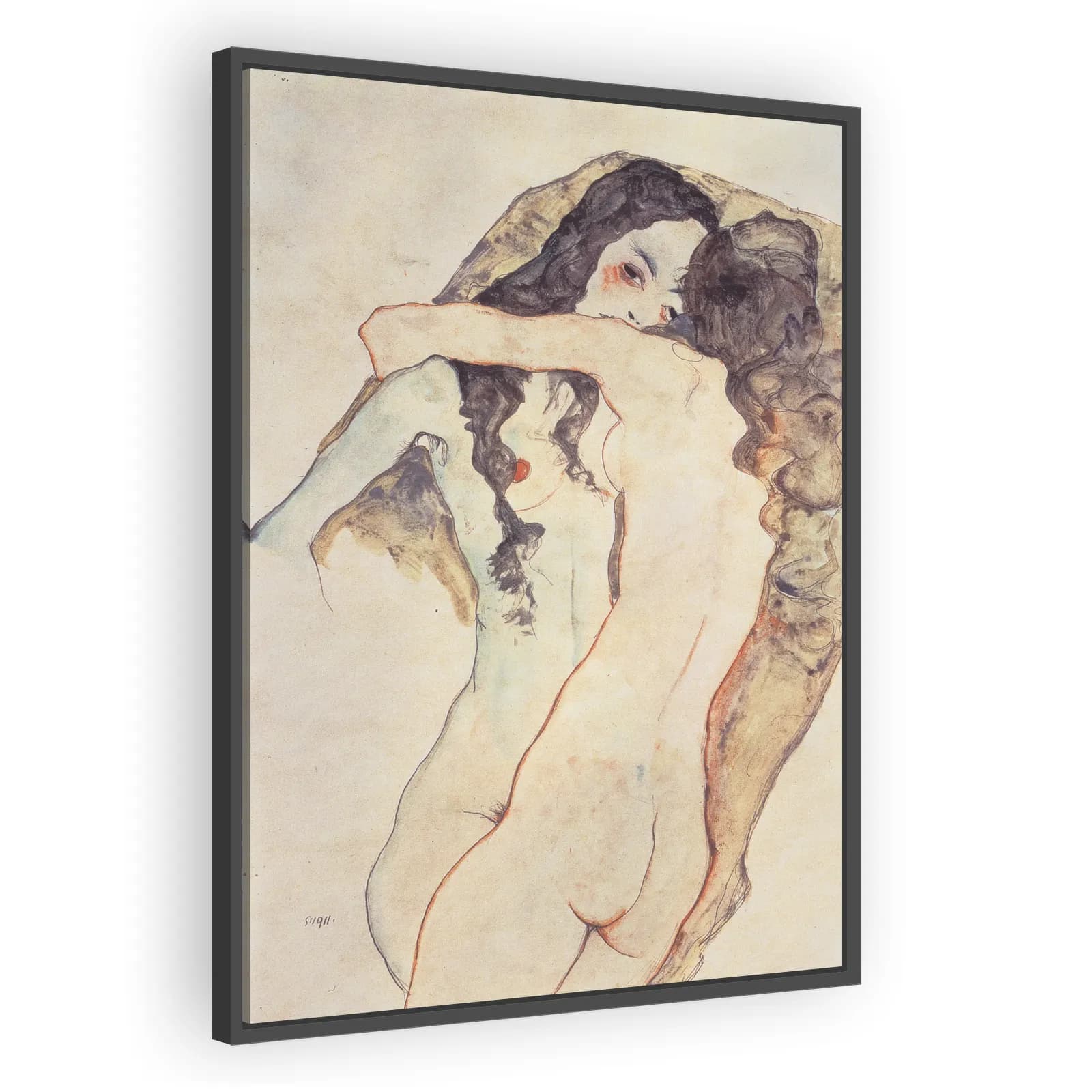Two Women Embracing by Egon Schiele