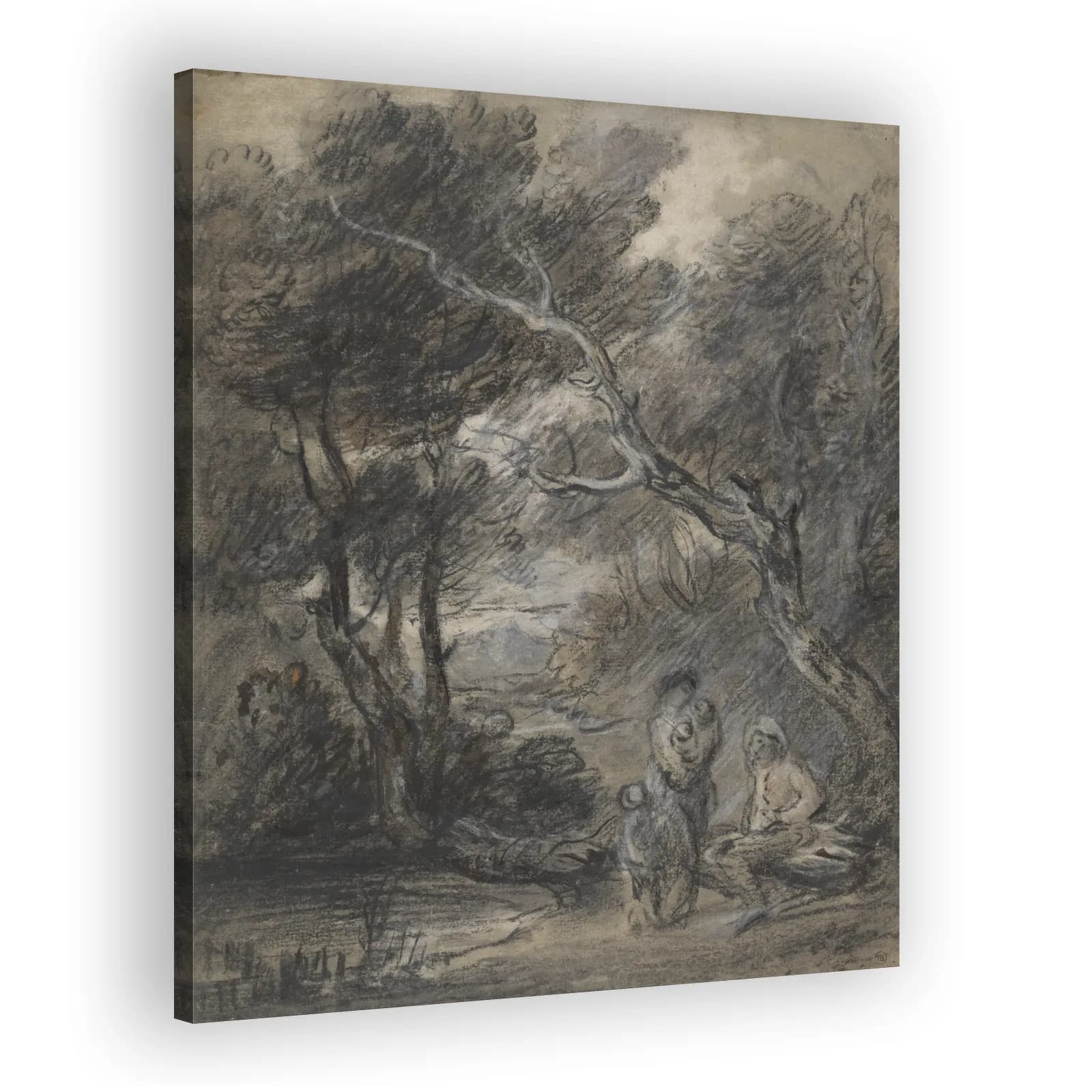Wooded Landscape with Figures by Thomas Gainsborough - view 2 thumbnail