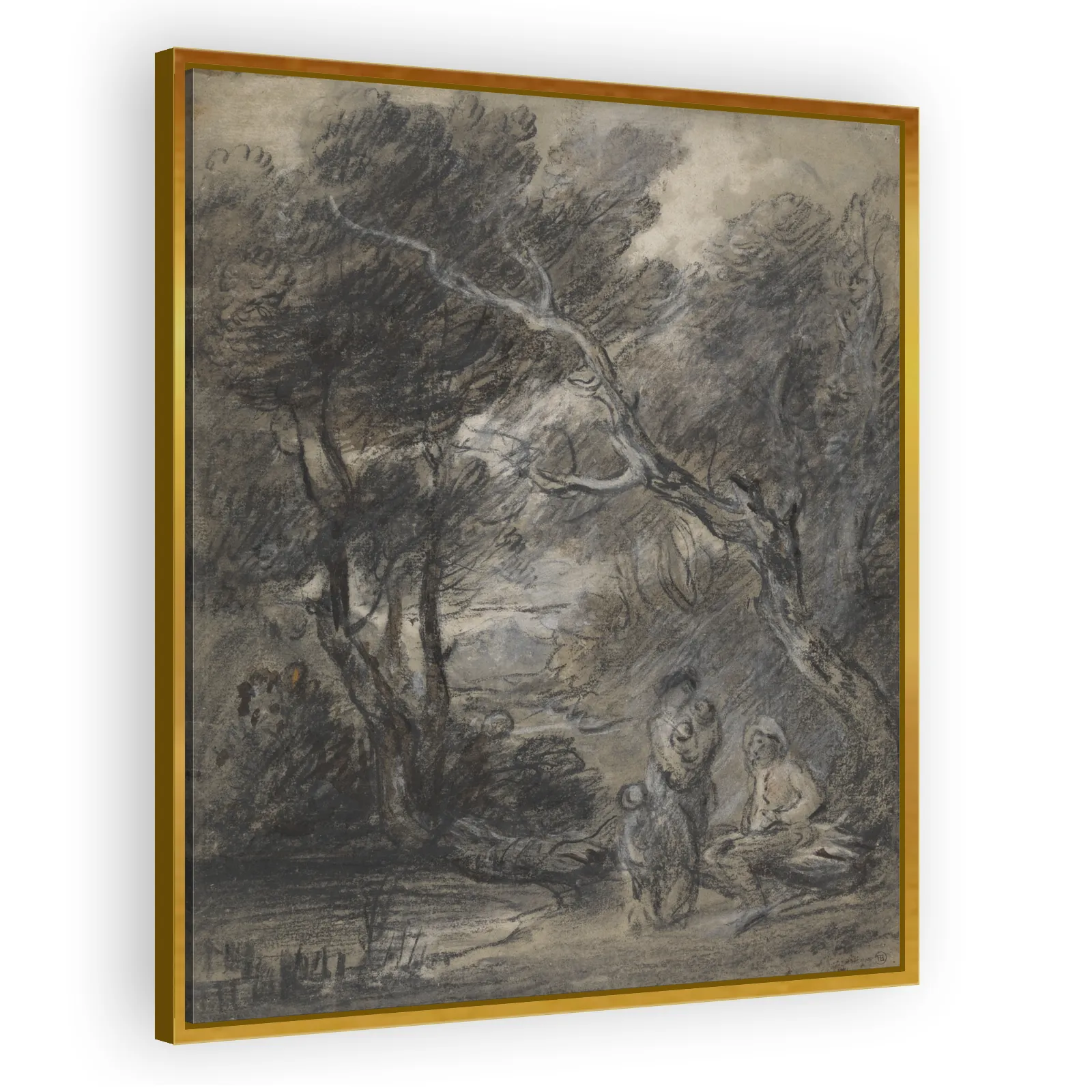 Wooded Landscape with Figures by Thomas Gainsborough - view 3 thumbnail