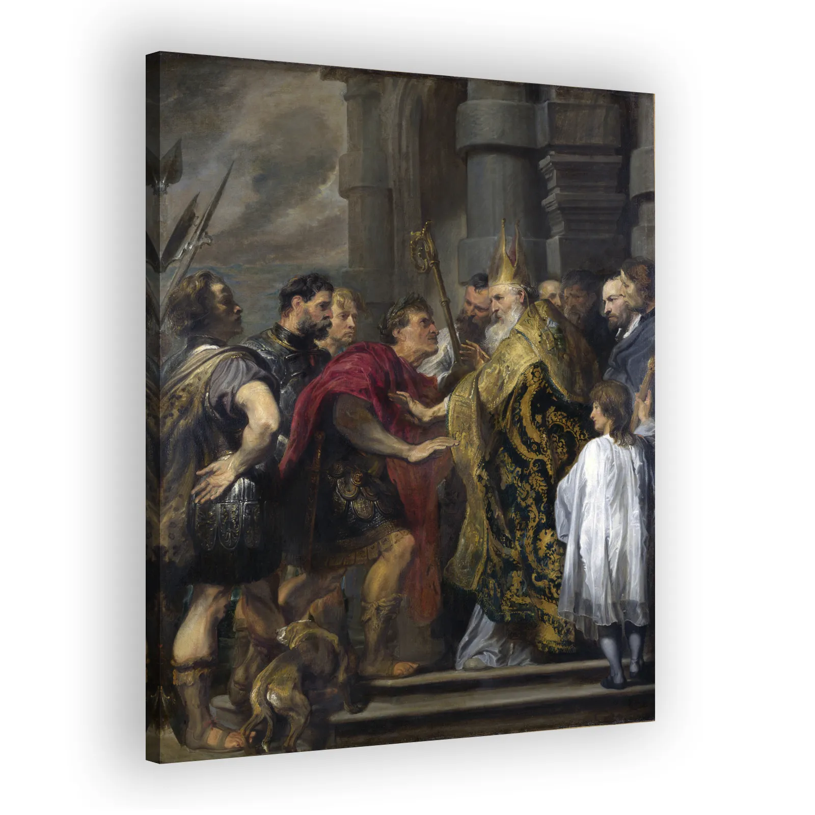 St Ambrose Barring Theodosius from Milan Cathedral by Anthony Van Dyck - view 2 thumbnail