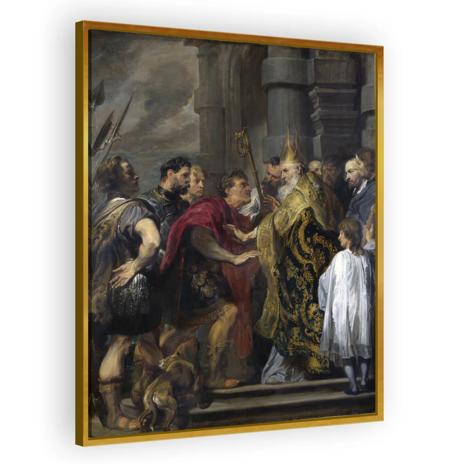 St Ambrose Barring Theodosius from Milan Cathedral by Anthony Van Dyck - view 3 thumbnail