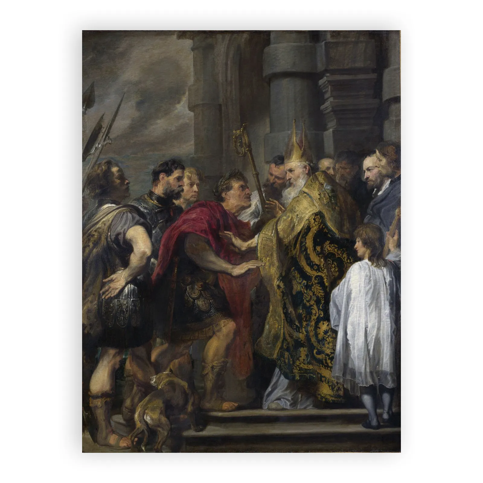 St Ambrose Barring Theodosius from Milan Cathedral by Anthony Van Dyck - view 6 thumbnail