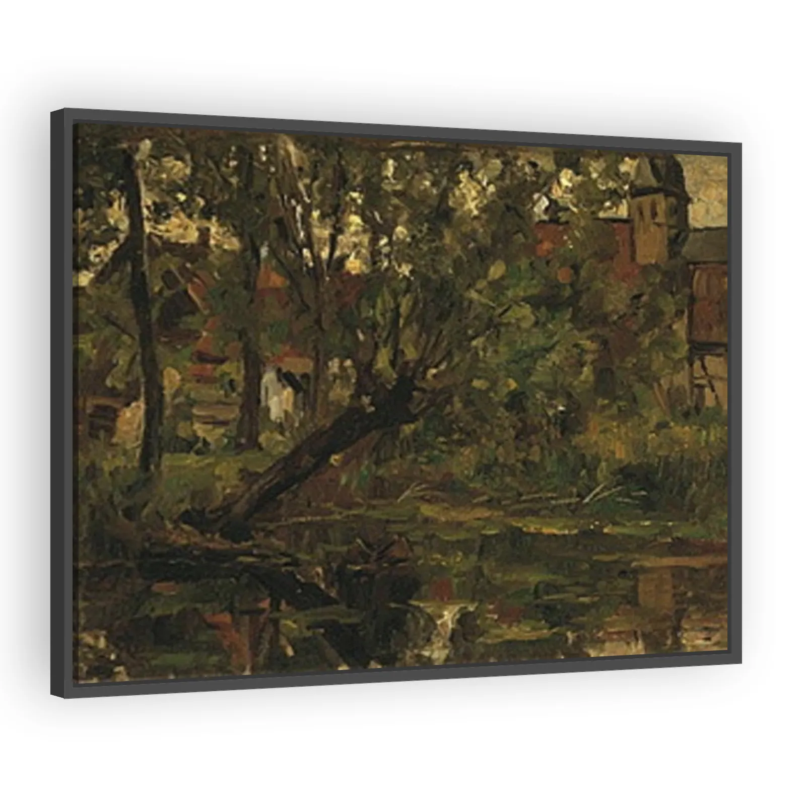 Willow Suspended Over the Water Before Farm Building and Church Tower by Piet Mondrian