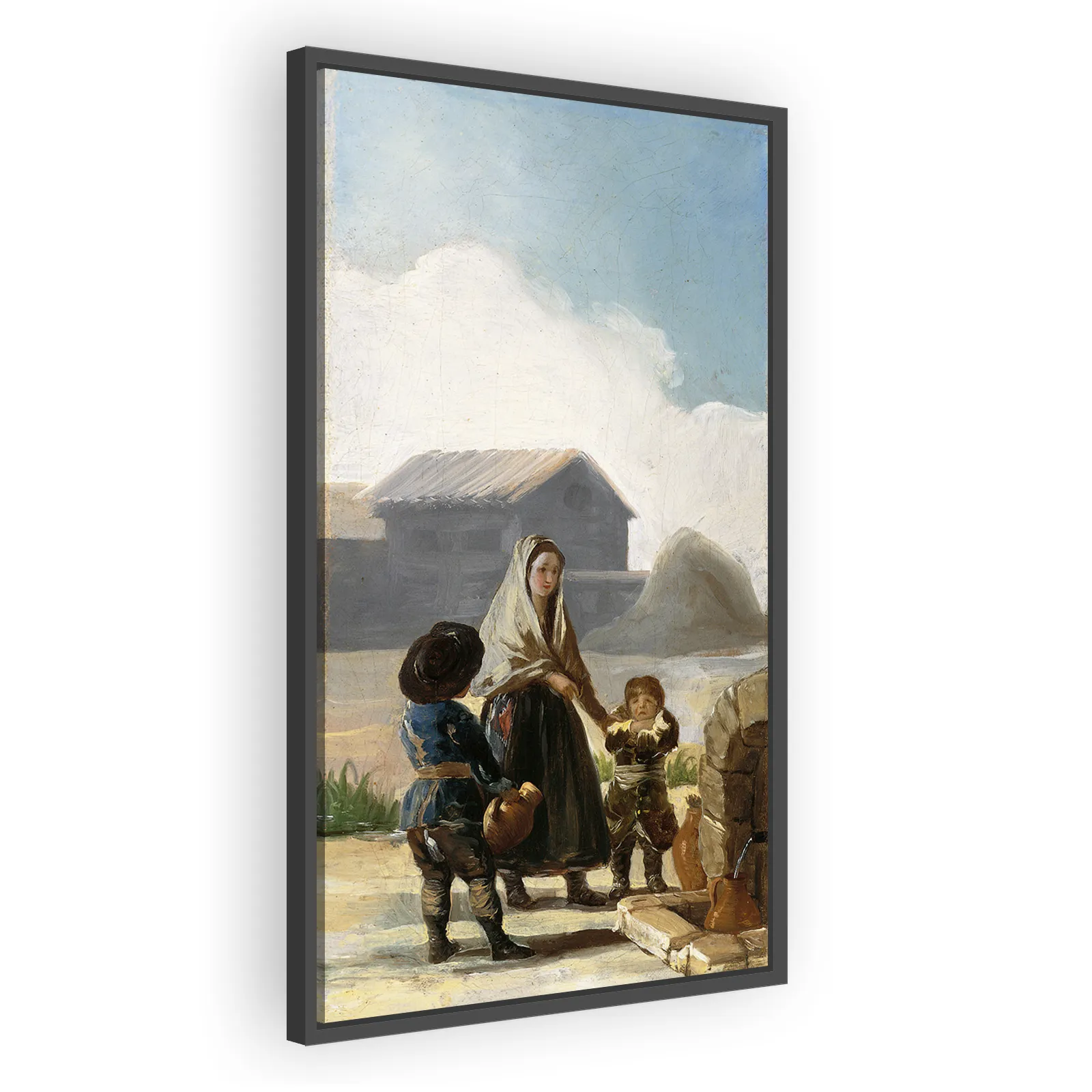 A Woman and Two Children by a Fountain by Francisco Goya