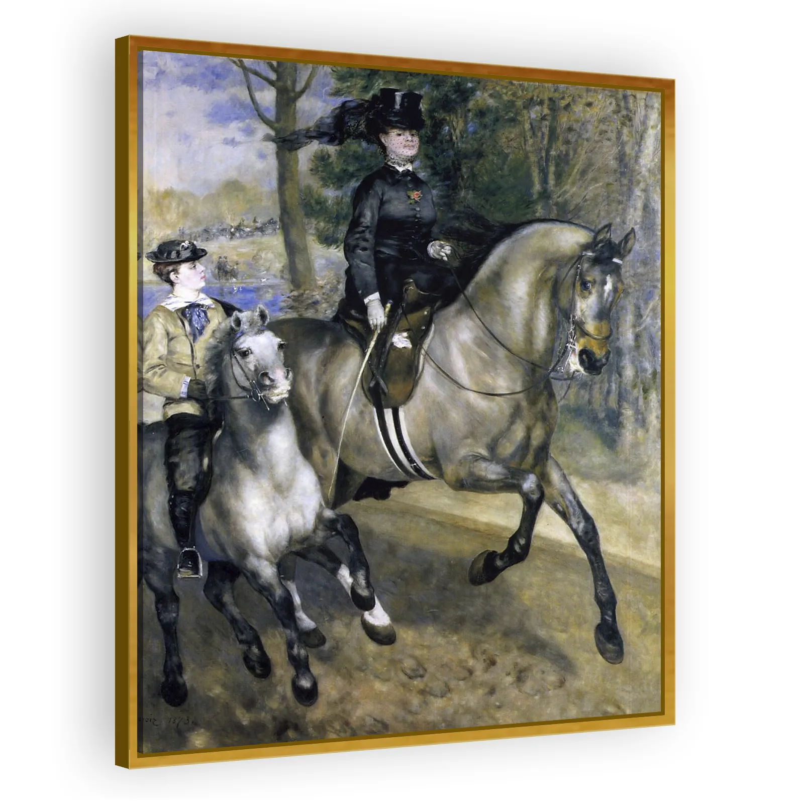 Riding in the Bois de Boulogne by Pierre Auguste Renoir - view 3 thumbnail