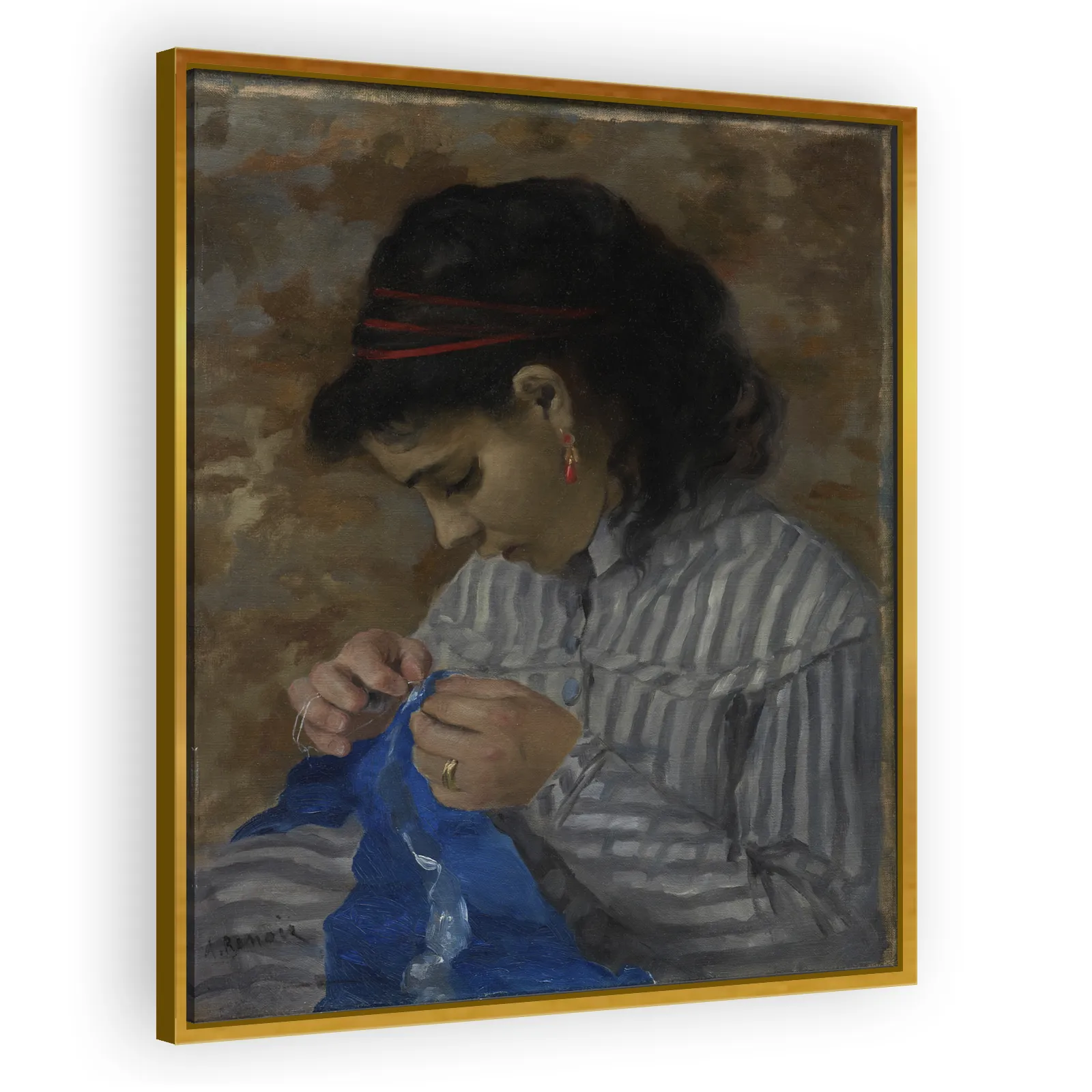Lise Sewing by Pierre Auguste Renoir - view 3 thumbnail