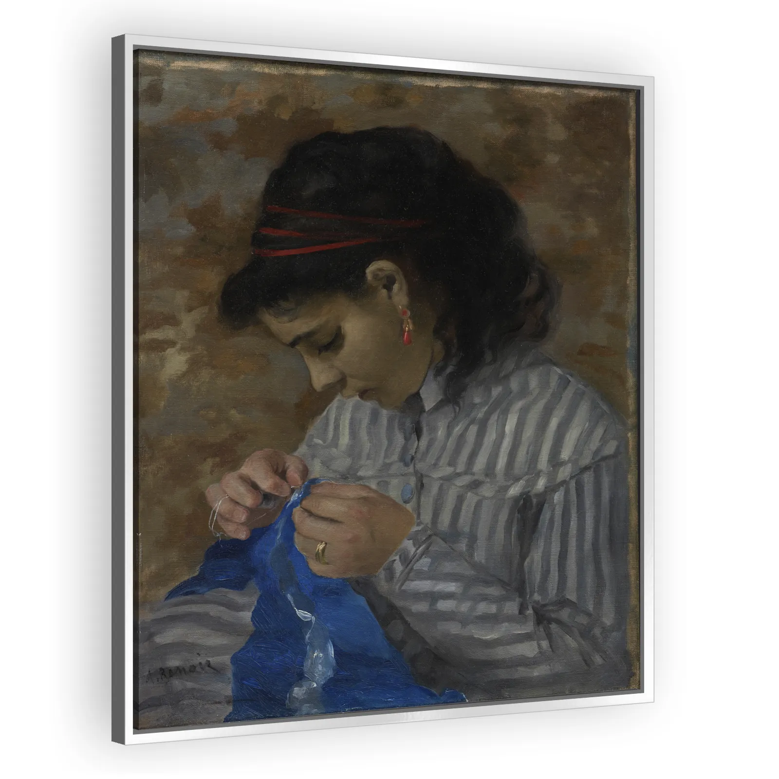 Lise Sewing by Pierre Auguste Renoir - view 4 thumbnail