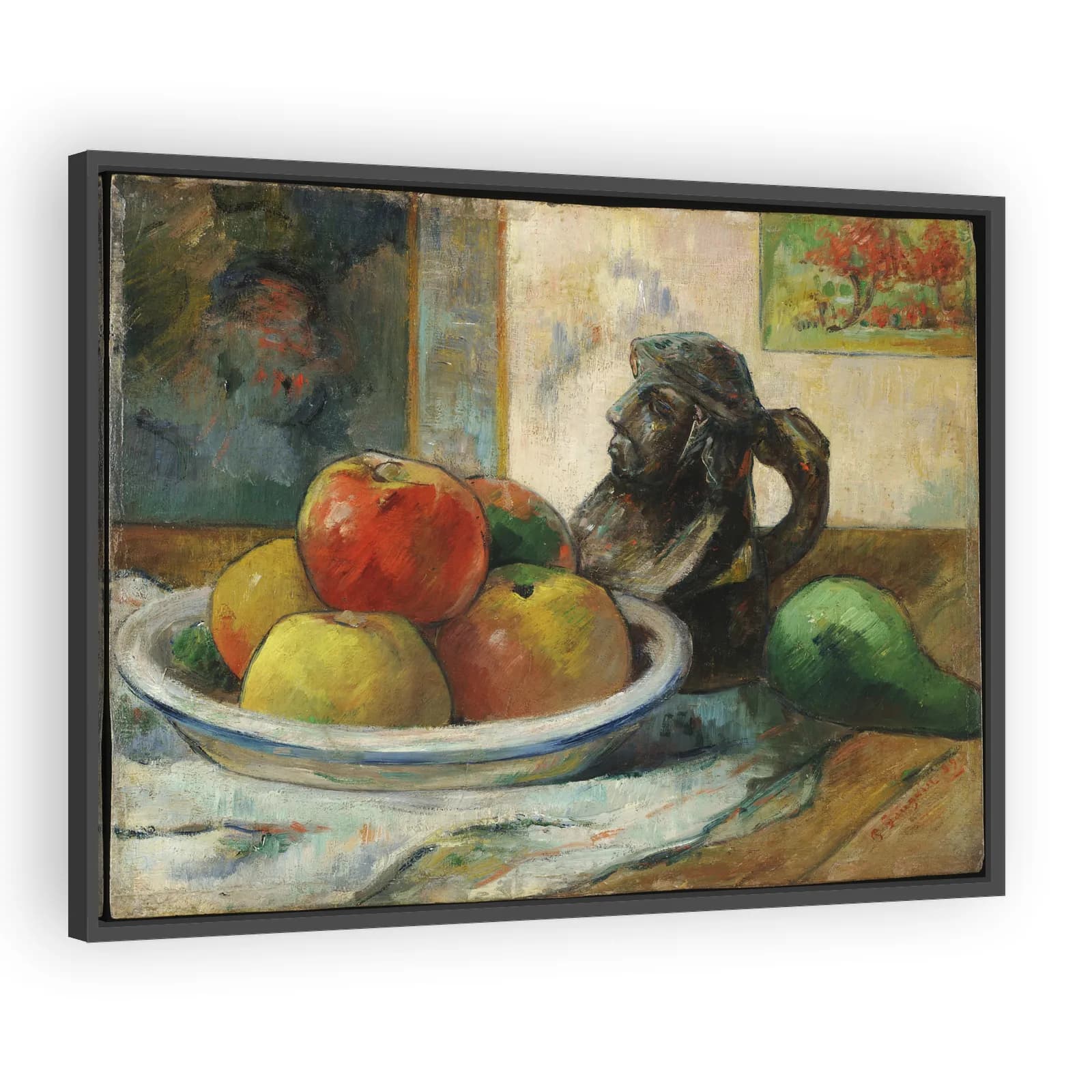 Still Life with Apples, a Pear, and a Ceramic Portrait Jug by Paul Gauguin