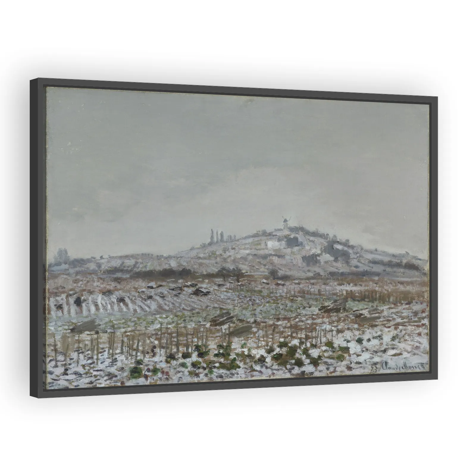 Vineyards in the Snow, Looking Towards the Mill at Orgemont by Claude Monet