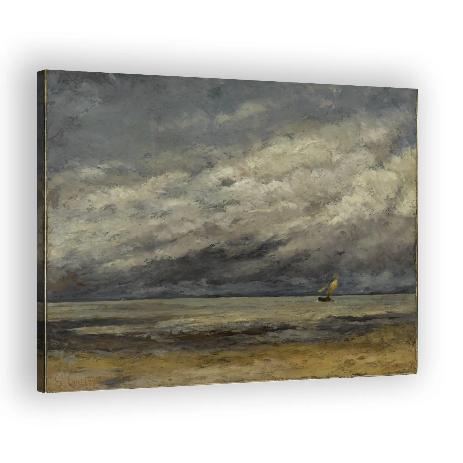 Meeresküste mit Segelboot bei aufziehendem Gewitter by Gustave Courbet - view 2 thumbnail