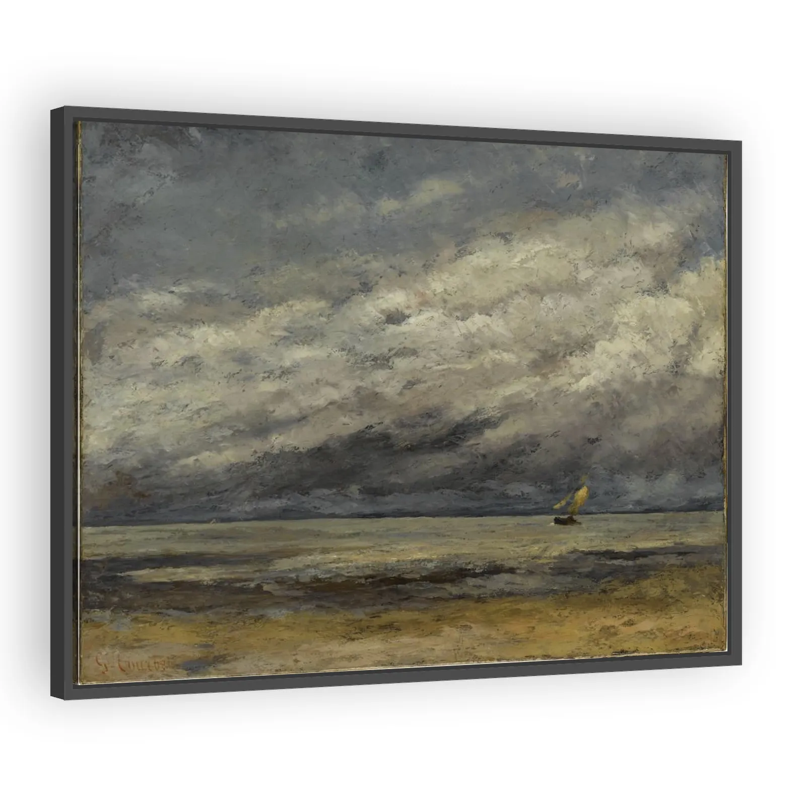 Meeresküste mit Segelboot bei aufziehendem Gewitter by Gustave Courbet