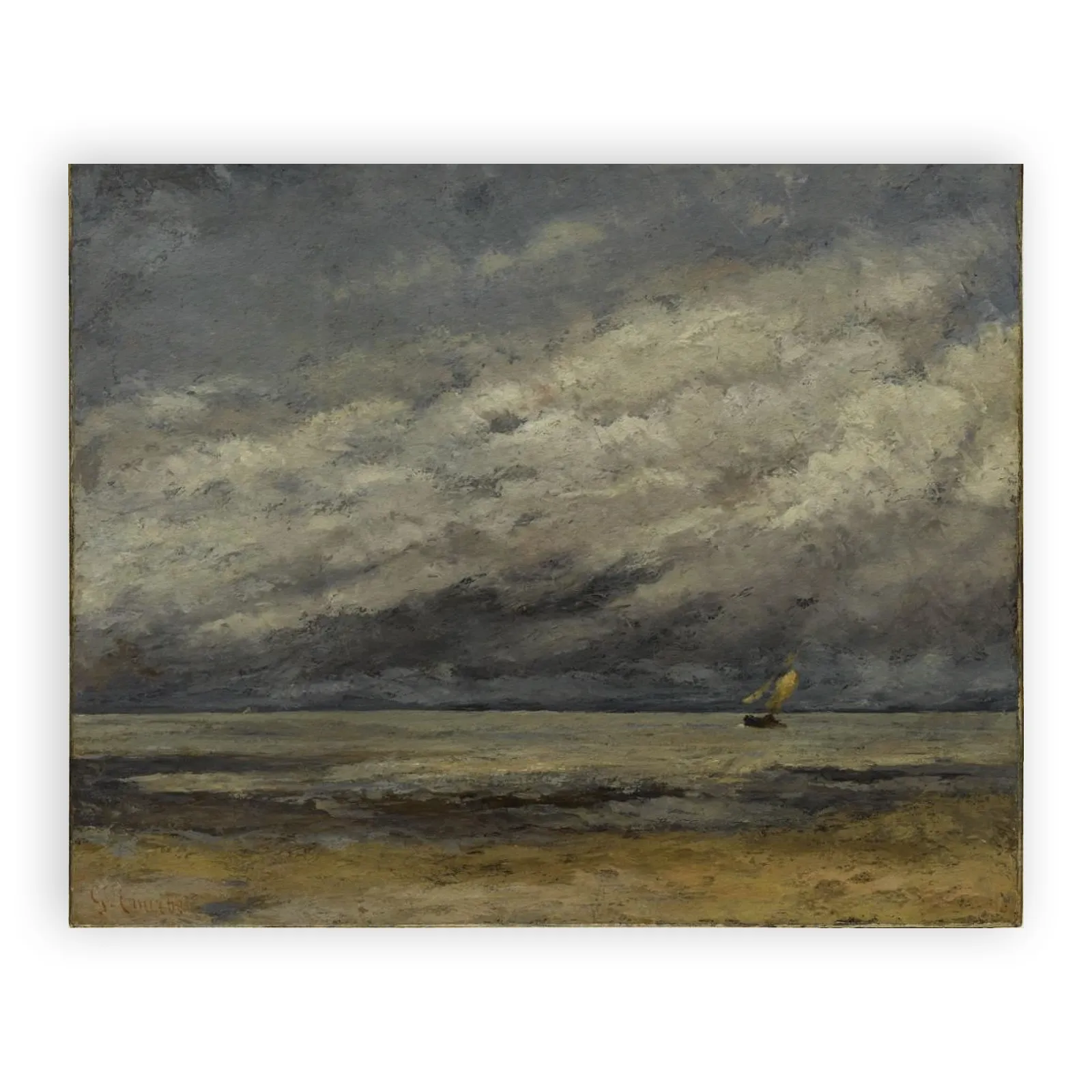 Meeresküste mit Segelboot bei aufziehendem Gewitter by Gustave Courbet - view 6 thumbnail