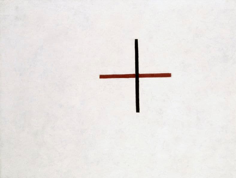 Suprematist Cross (Small Black Cross over Red on White)