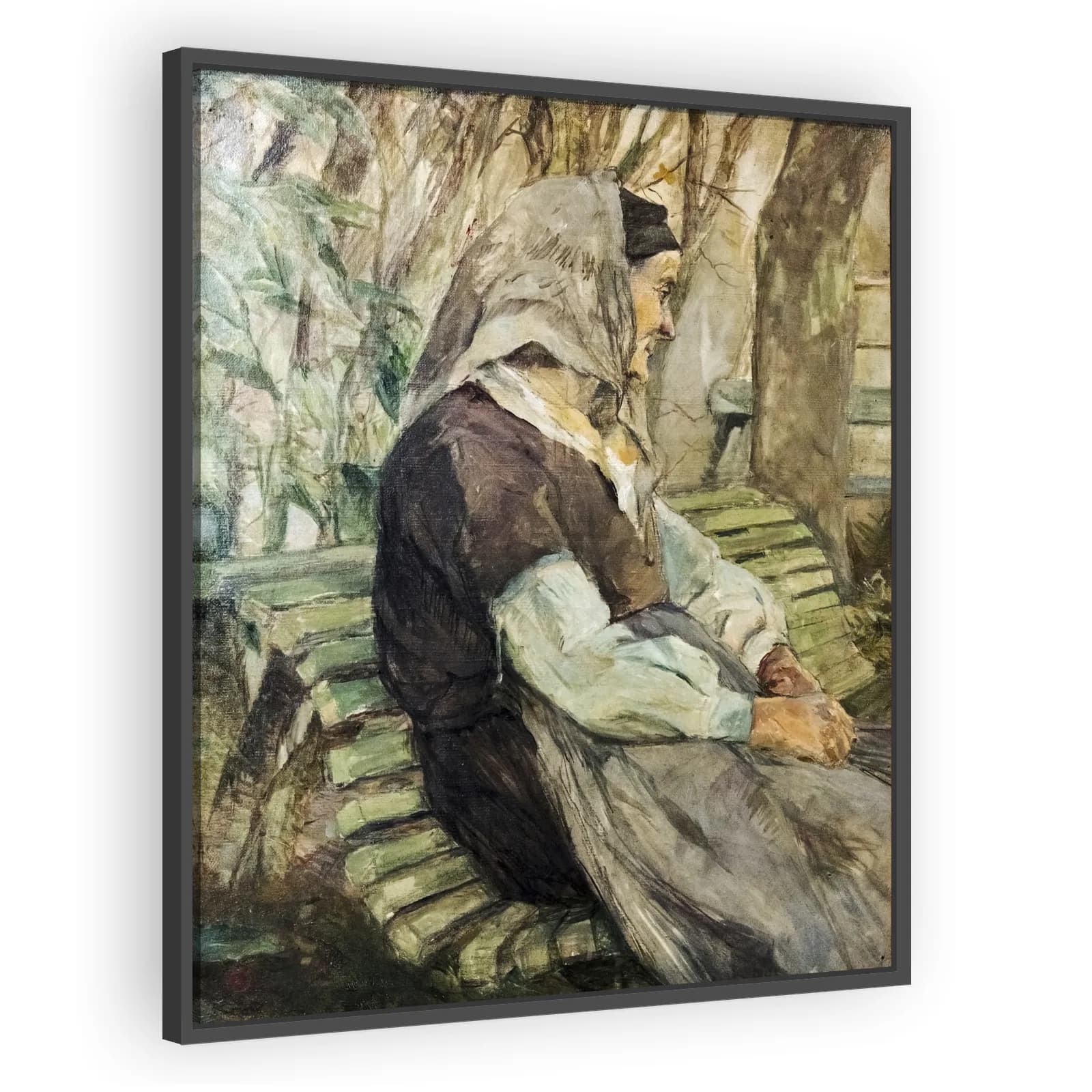 Old Woman Sitting on a Bench in Céleyran by Henri De Toulouse Lautrec