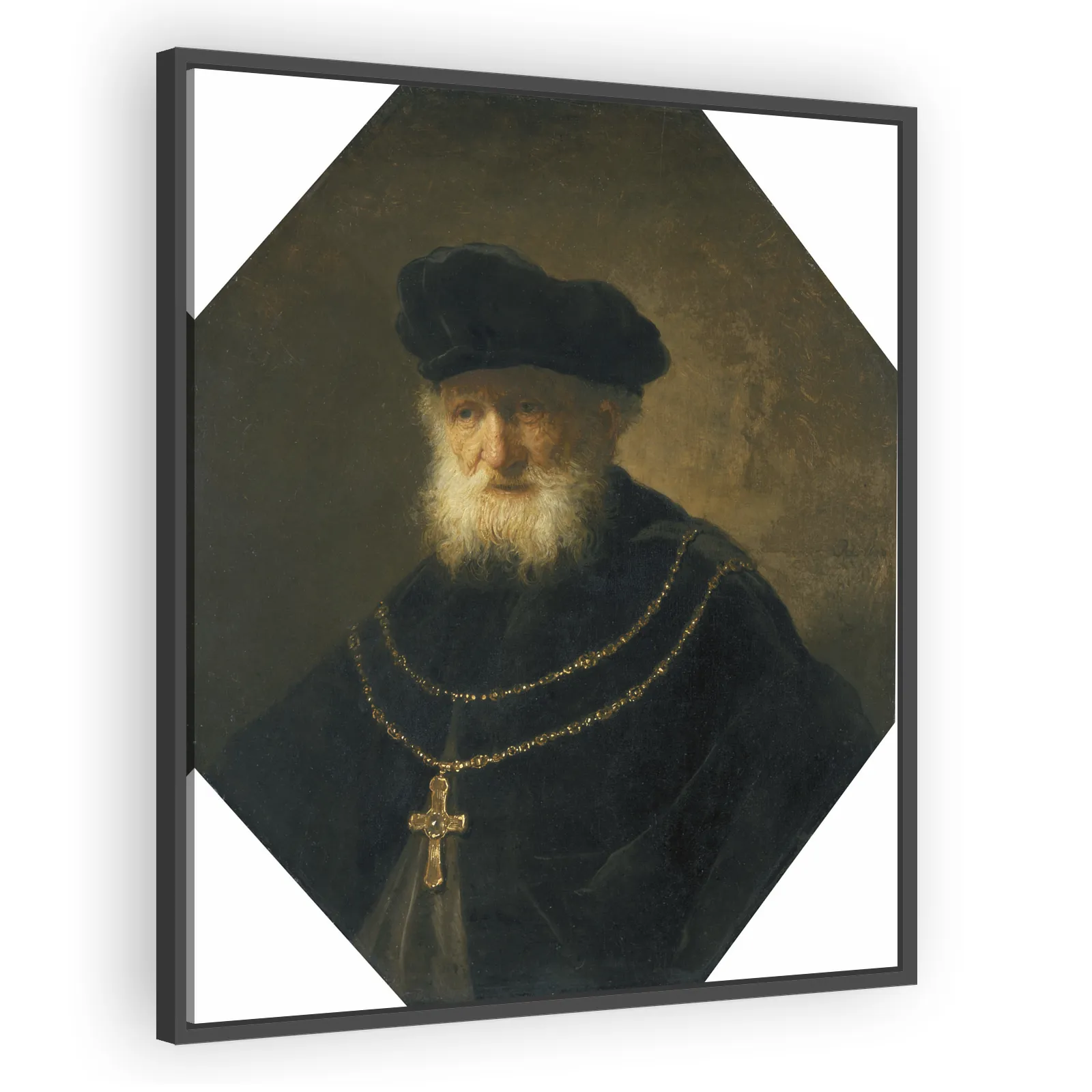 Bust of a Man Wearing a Golden Chain with a Cross by Rembrandt Van Rijn