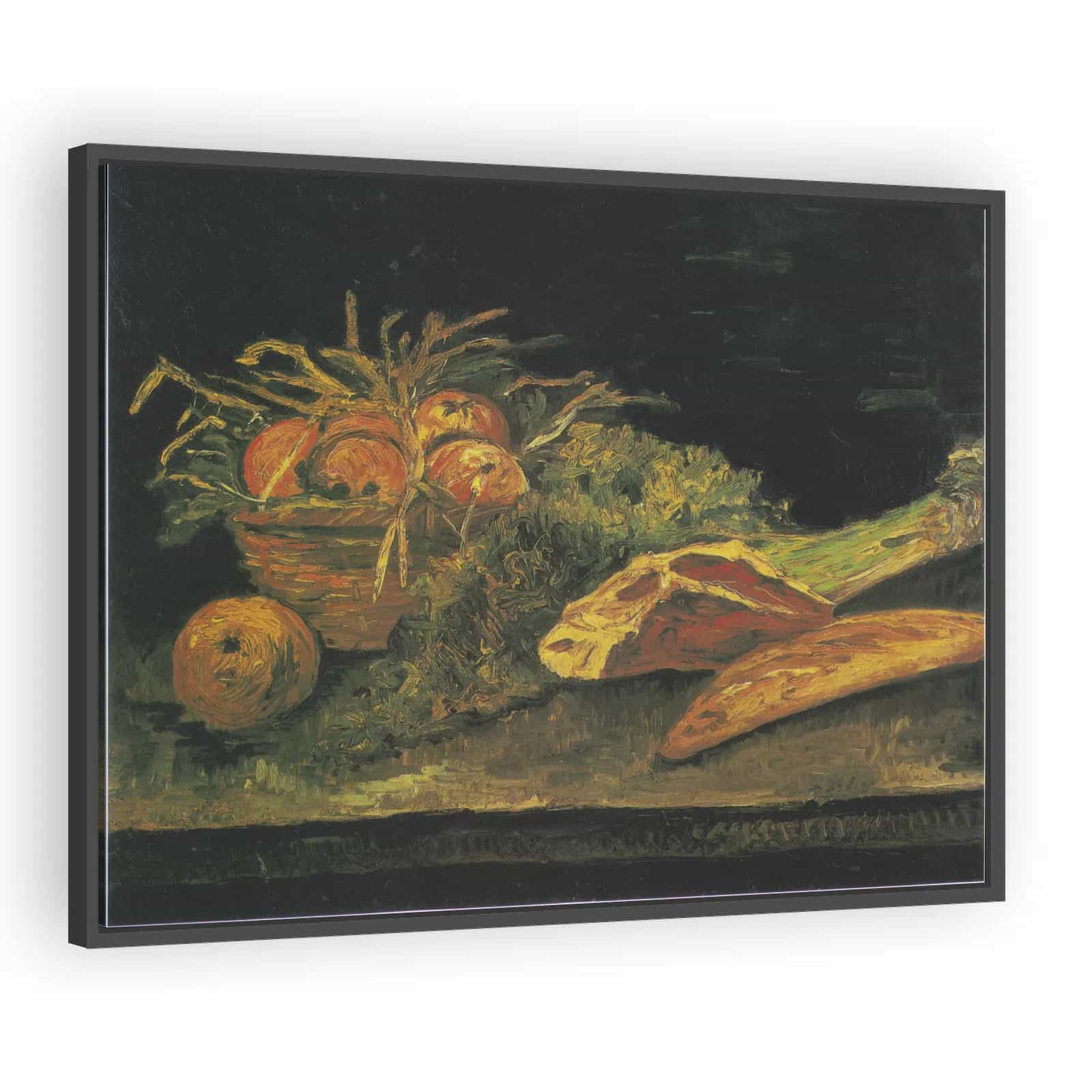 Still Life with Apple Basket, Meat and Bread Rolls by Vincent van Gogh - alternate view