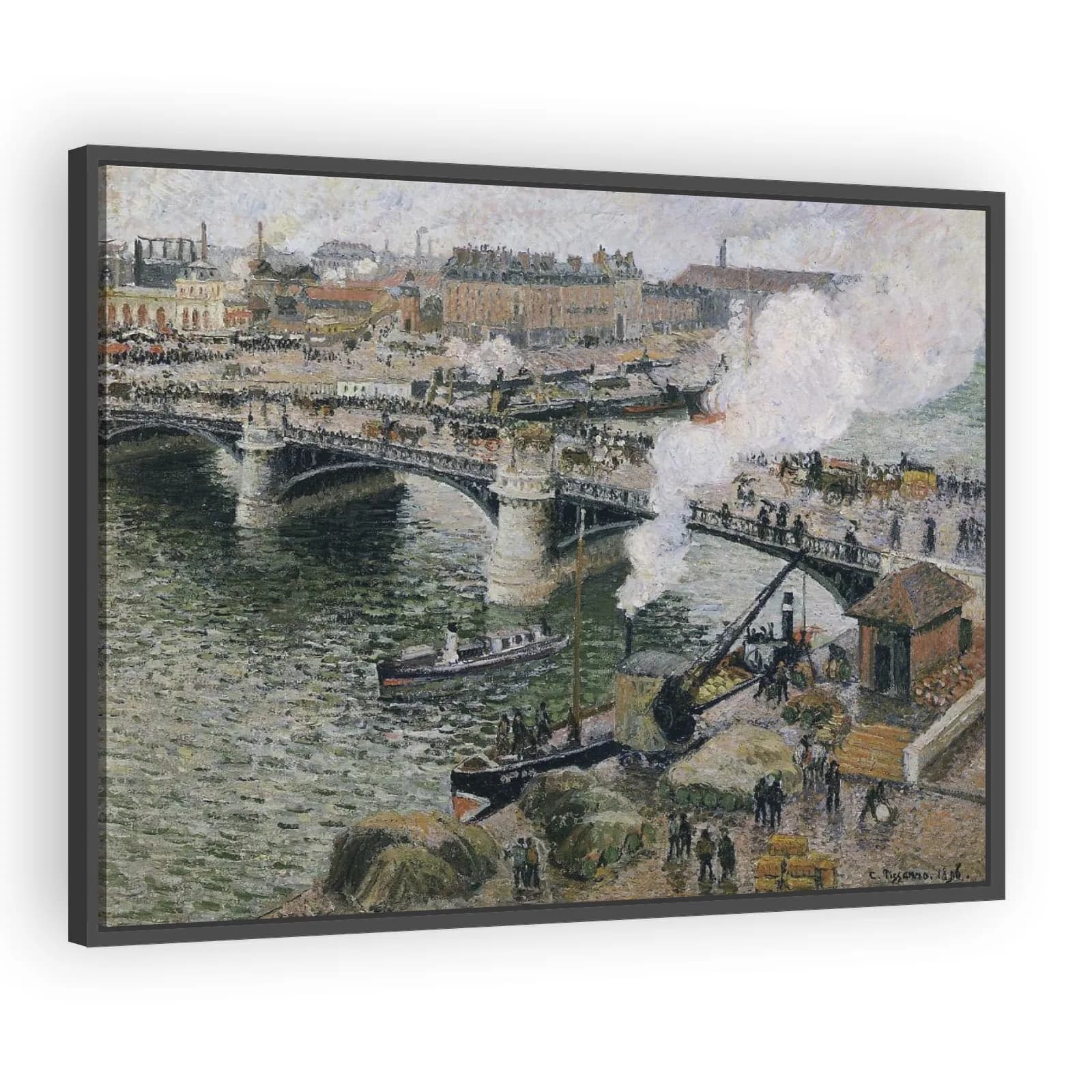 Pont Boieldieu in Rouen, Rainy Weather by Camille Pissarro